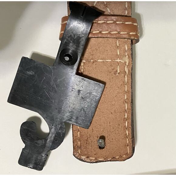 Womens Canterbury Belt Buckle-less Top Grain Cowhide Figure 8 Stitching Brown 30 - Picture 6 of 6